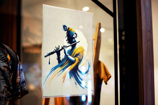 Krishna with flute - Poster