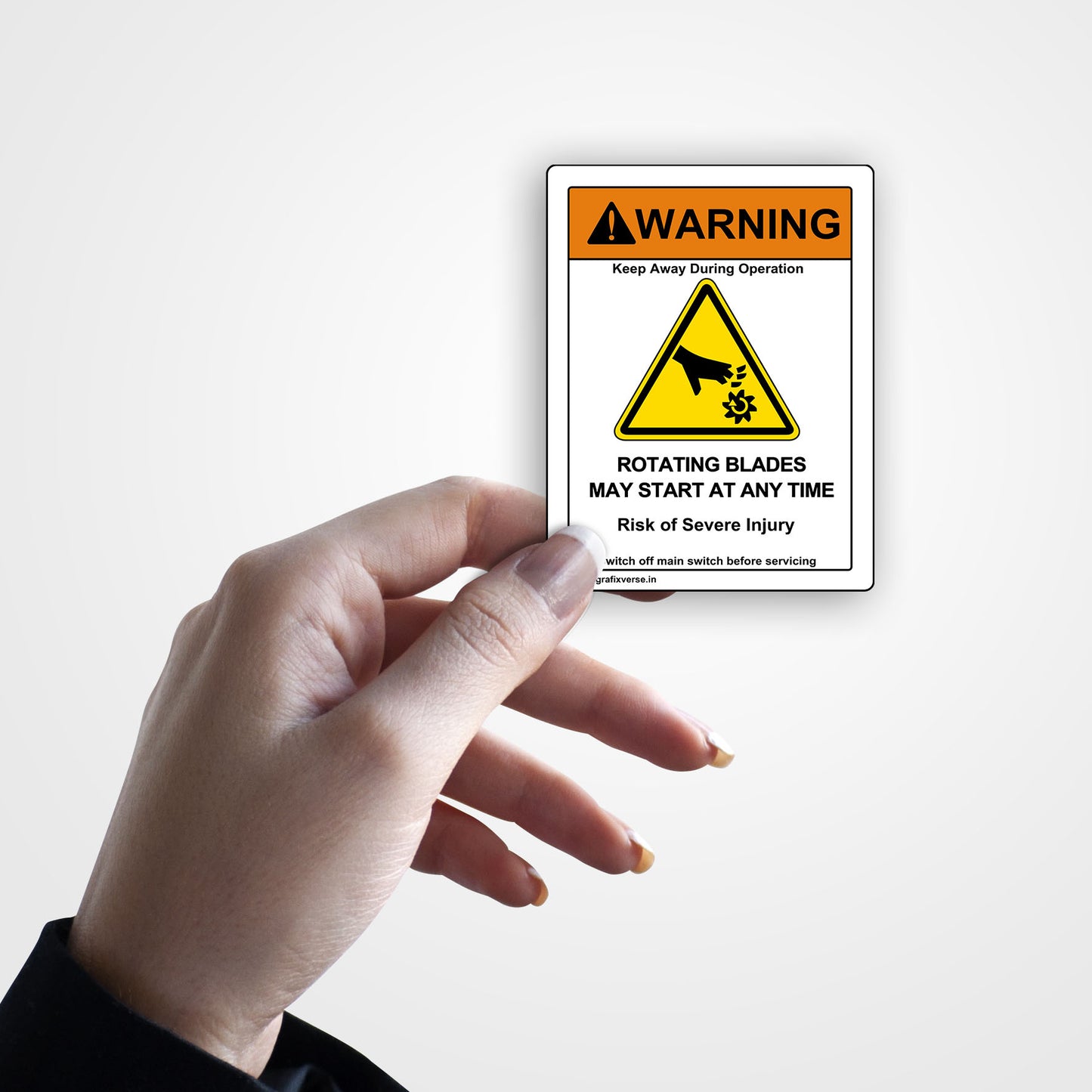 Rotating Blade Warning Sticker (Vertical)