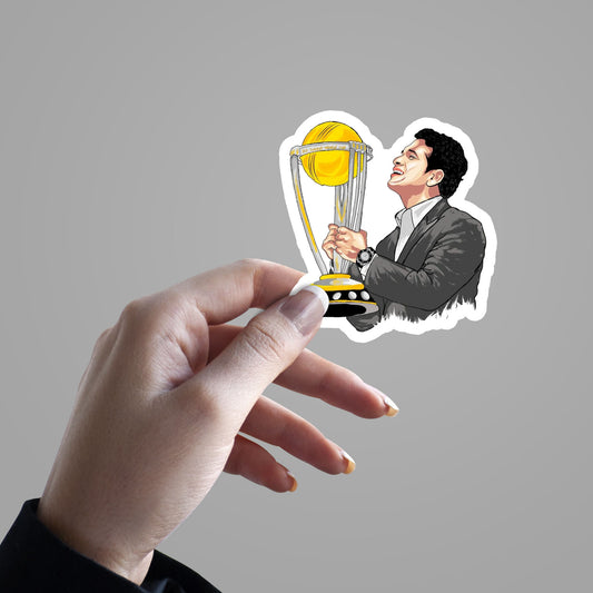 Sachin Tendulkar with Trophy Sticker