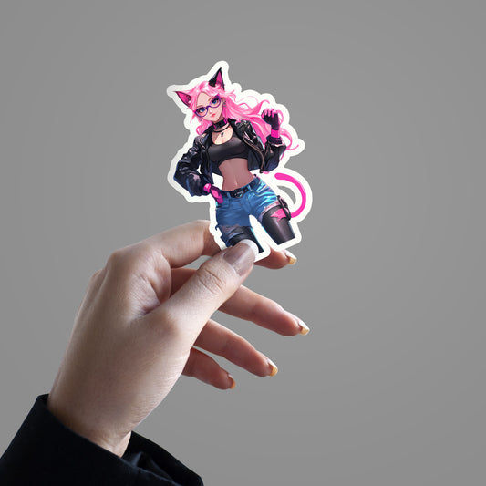 Cyber Cat Attitude - Sticker