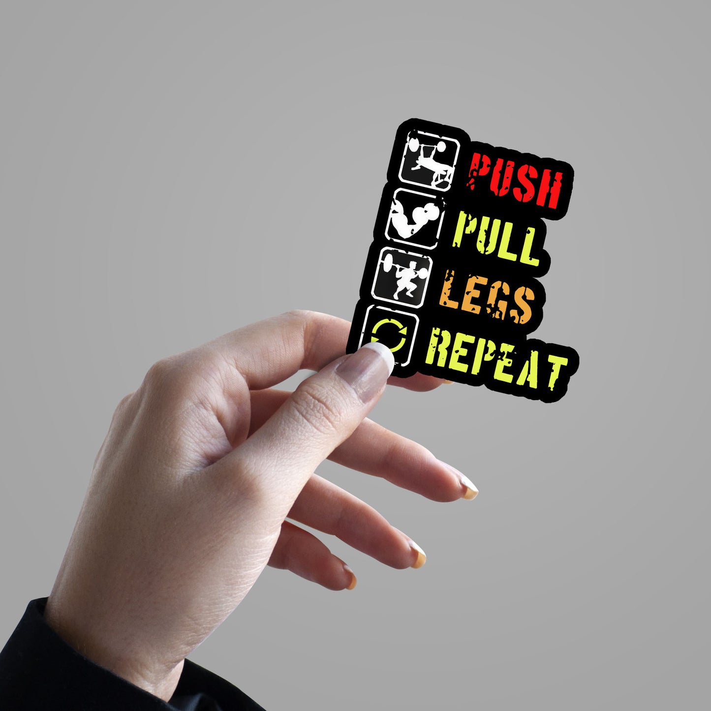 Push Pull Legs Repeat - Gym Sticker