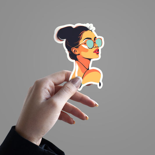 Stylish Girl with Sunglass - Sticker