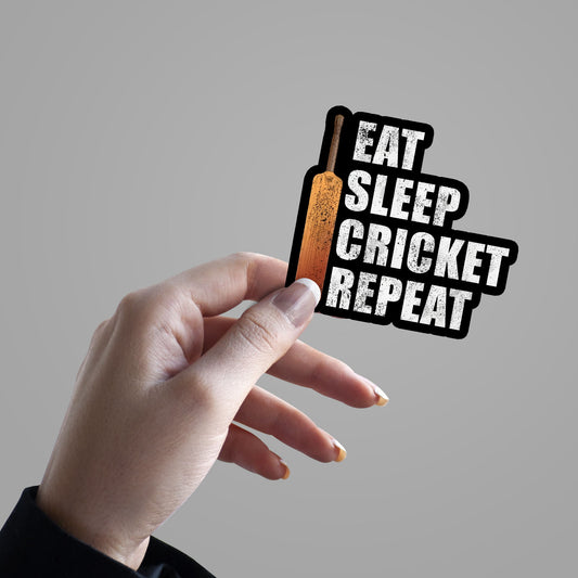Eat Sleep Cricket Repeat - Cricket Sticker