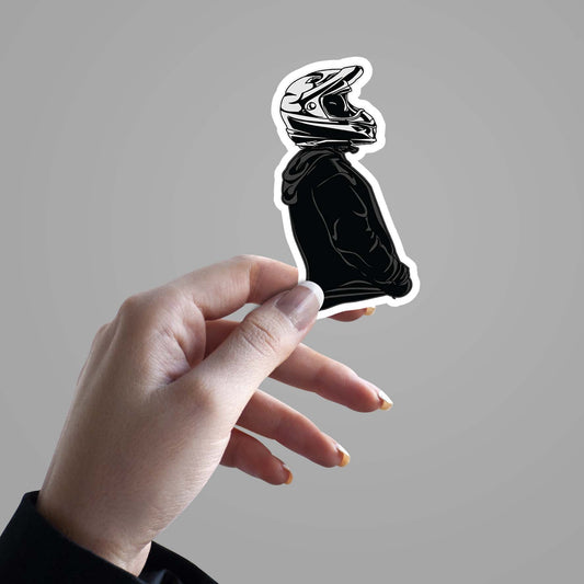 Biker with Helmet - Sticker