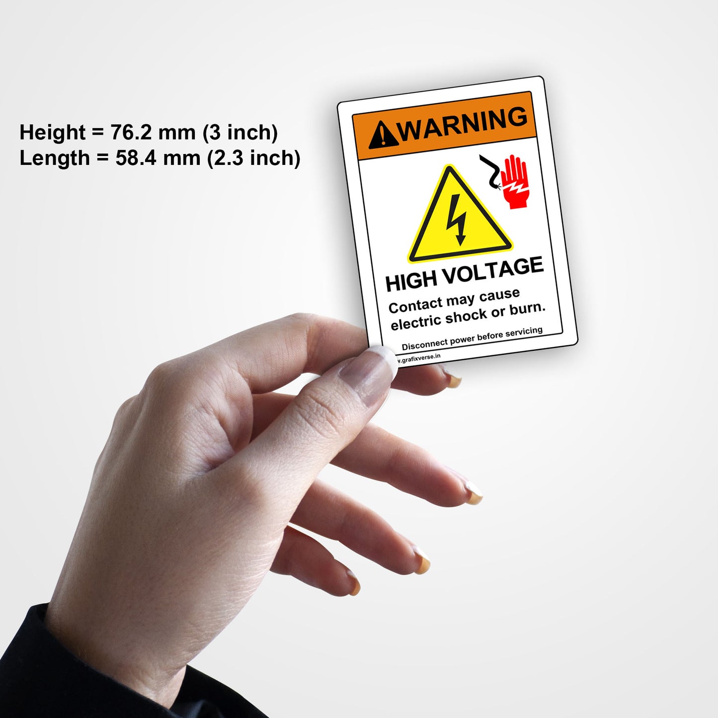 High Voltage Warning Sticker (Vertical)