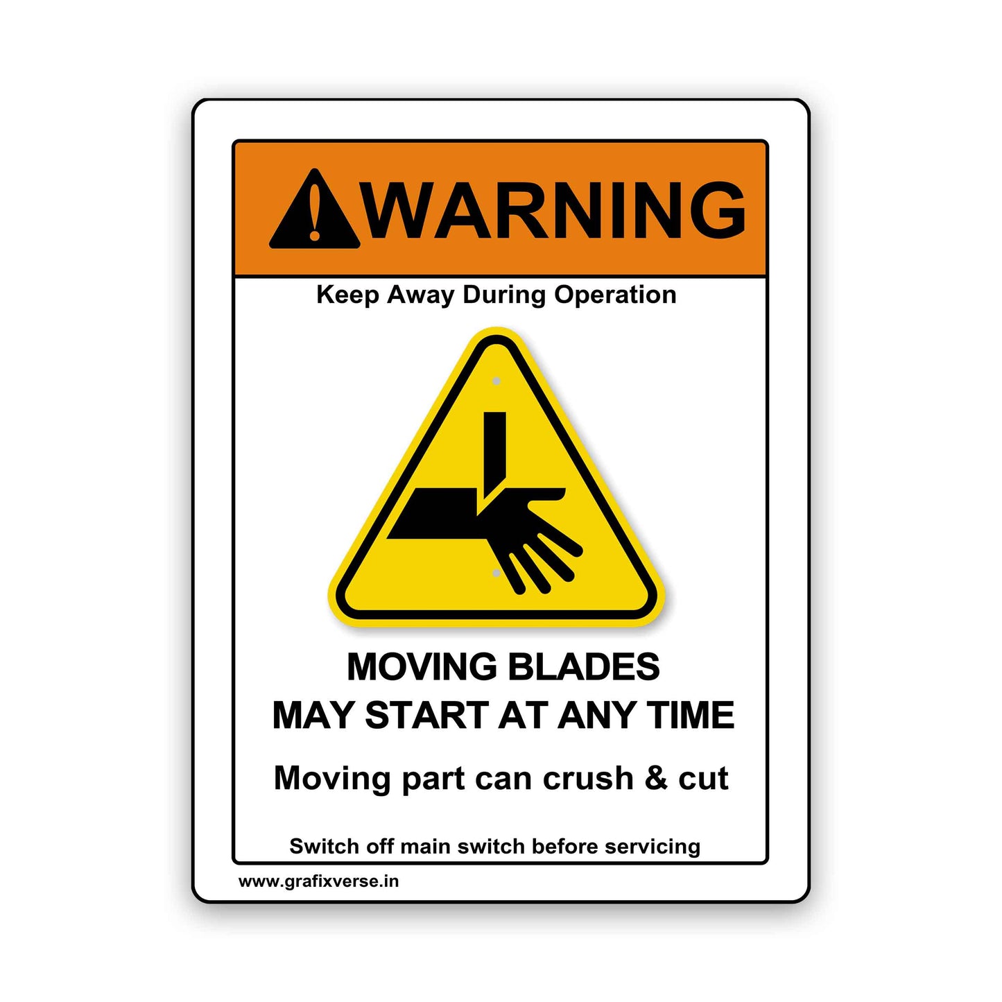 Moving Blade Warning Sticker (Vertical)