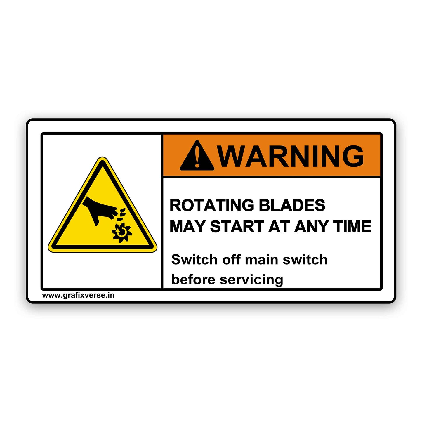 Rotating Blade Warning Sticker (Horizontal)