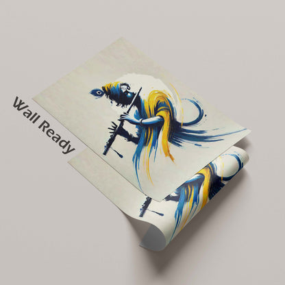 Krishna with flute - Poster