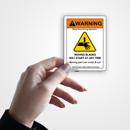 Moving Blade Warning Sticker (Vertical)