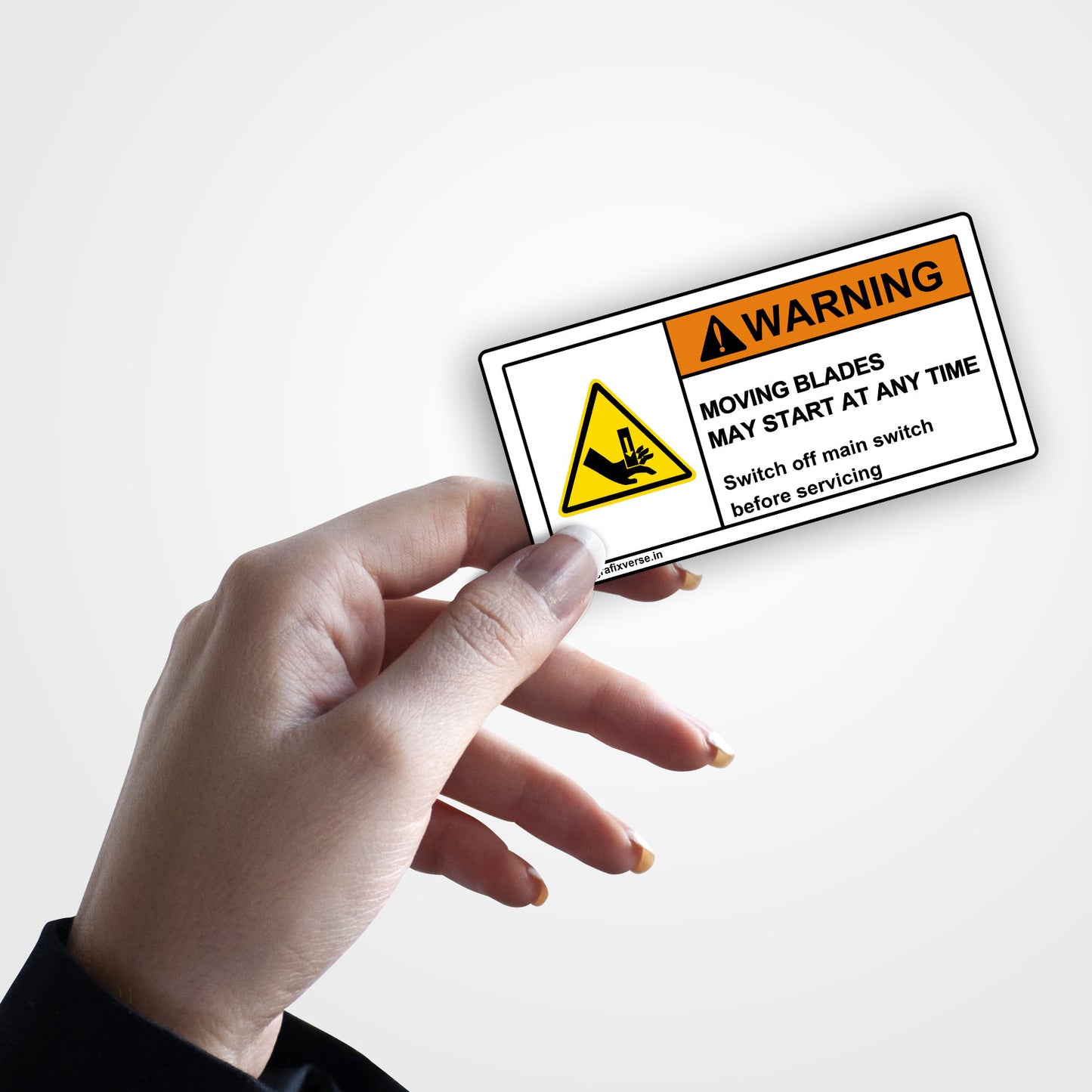 Hand Crush Warning Sticker (Horizontal)
