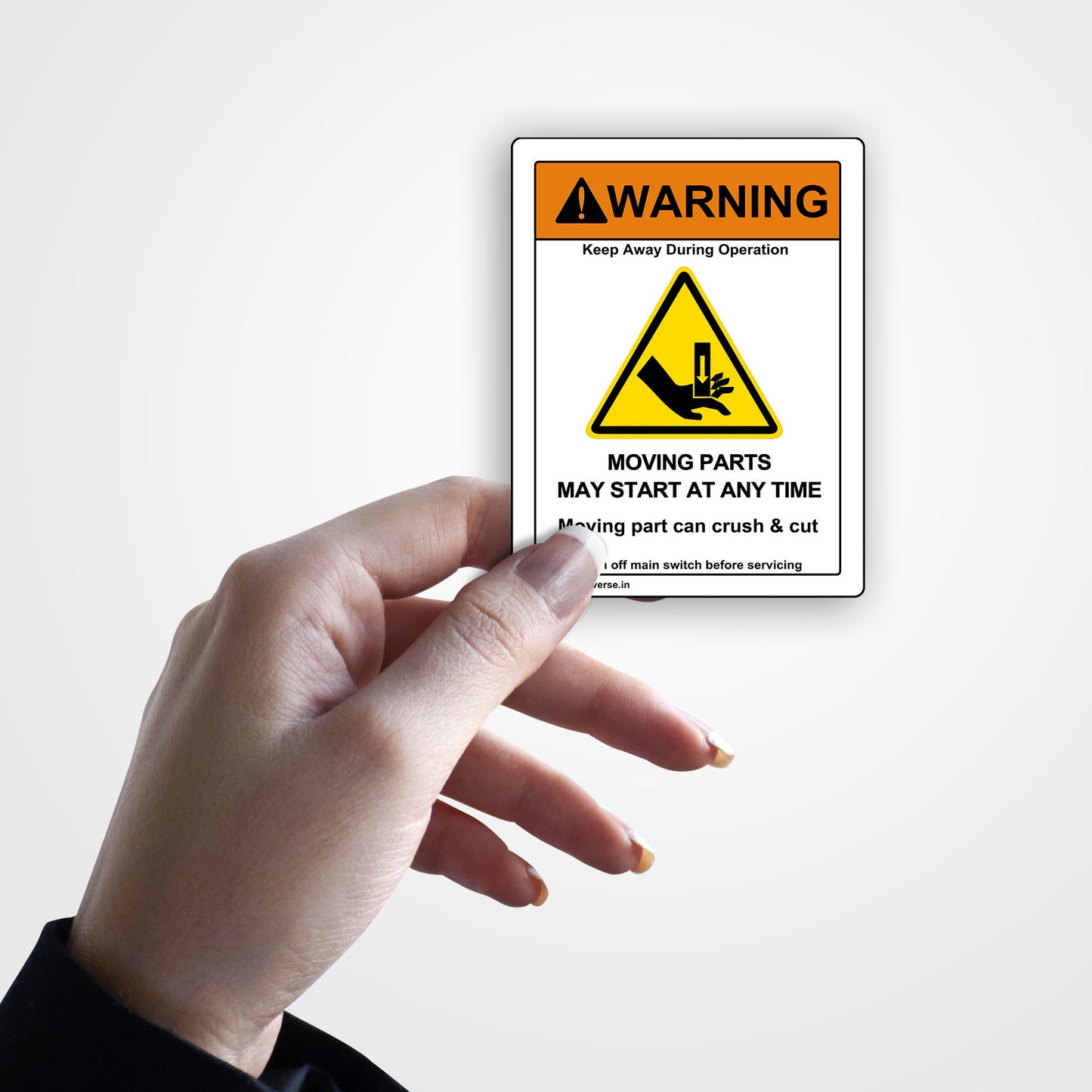 Hand Crush Warning Sticker (Vertical)