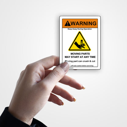 Hand Crush Warning Sticker (Vertical)