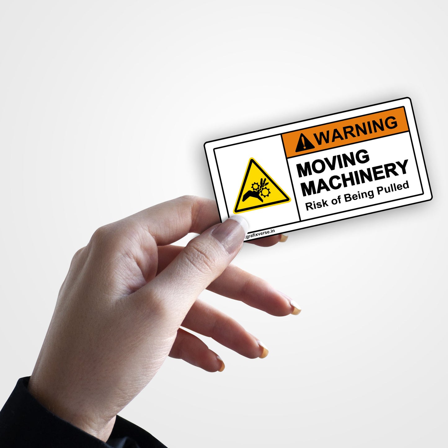 Hand Crush Warning Sticker (Horizontal)
