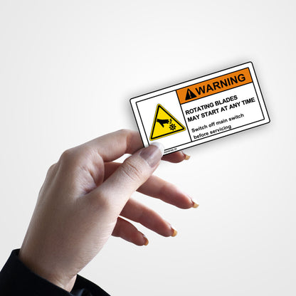 Rotating Blade Warning Sticker (Horizontal)