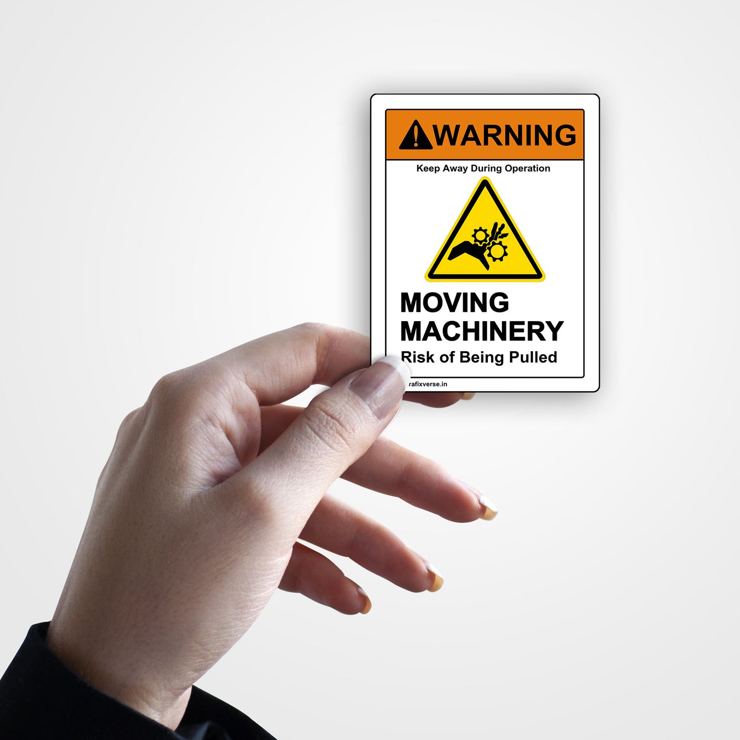 Hand Crush Warning Sticker (Vertical)
