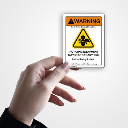 Hand Crush Warning Sticker (Vertical)