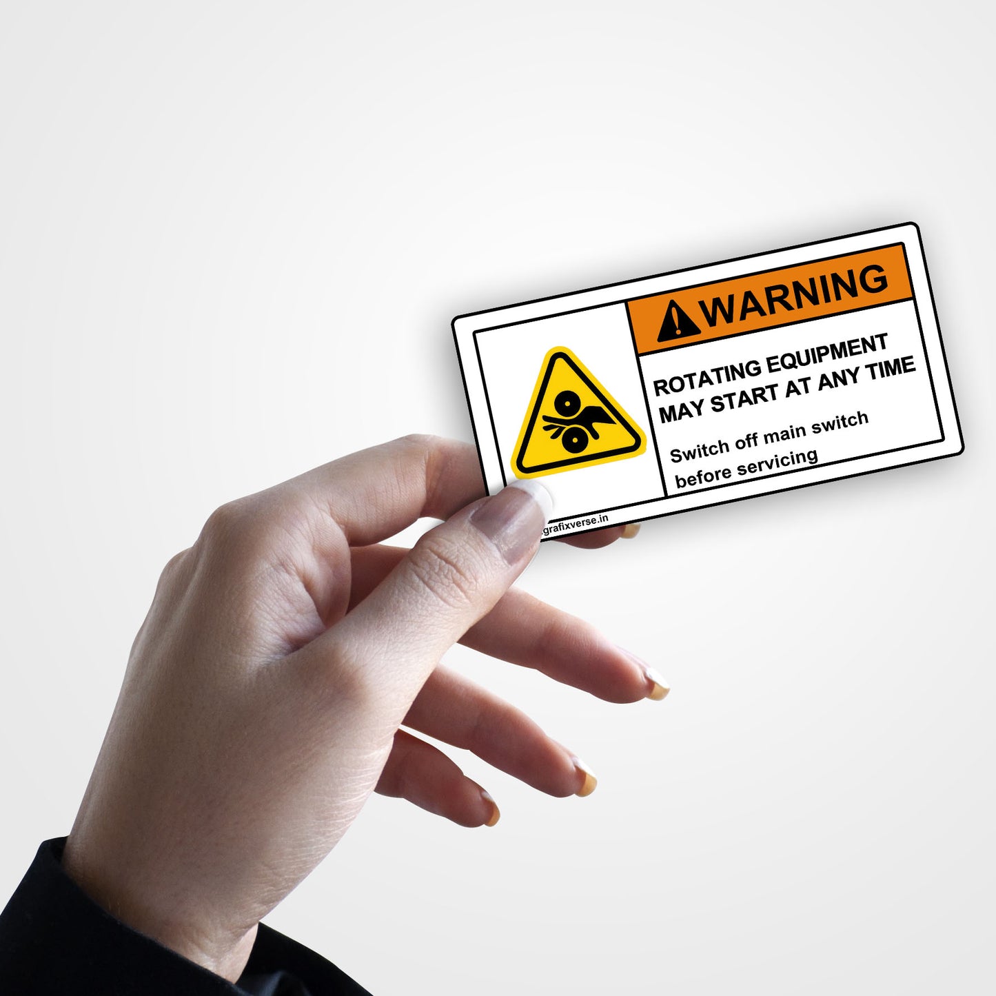 Hand Crush Warning Sticker (Horizontal)