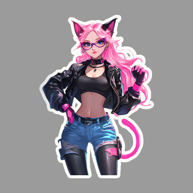 Cyber Cat Attitude - Sticker