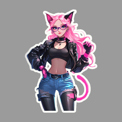 Cyber Cat Attitude - Sticker