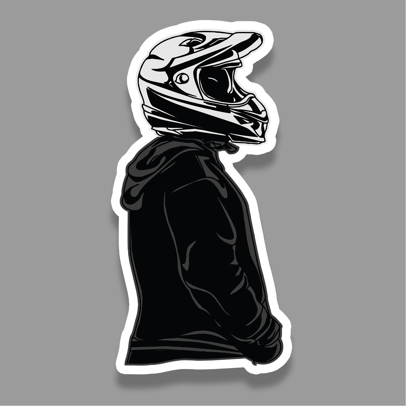 Biker with Helmet - Sticker