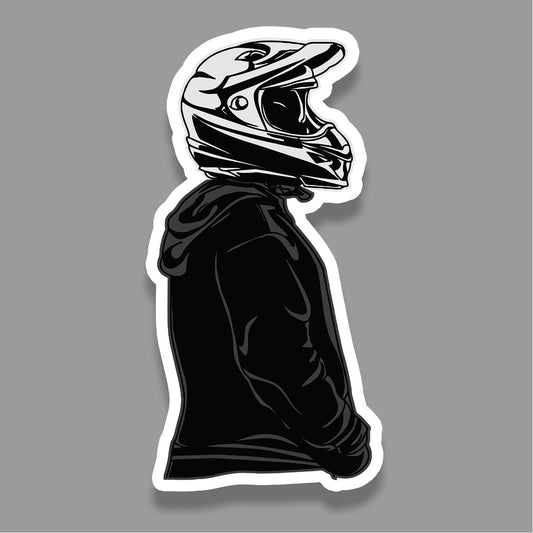 Biker with Helmet - Sticker