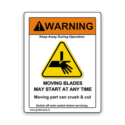 Moving Blade Warning Sticker (Vertical)