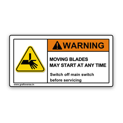 Moving Blade Warning Sticker (Horizontal)