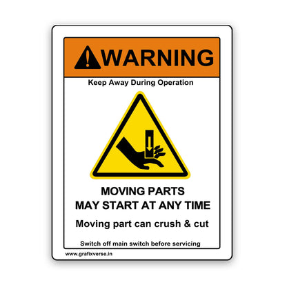 Hand Crush Warning Sticker (Vertical)