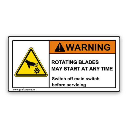Rotating Blade Warning Sticker (Horizontal)