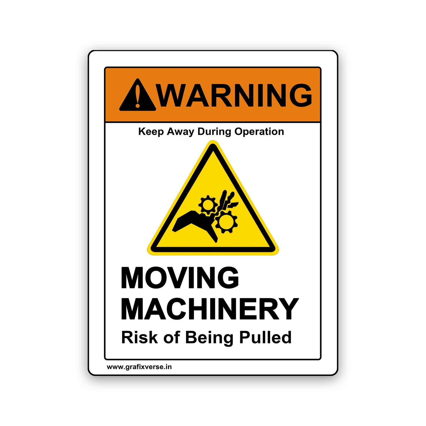 Hand Crush Warning Sticker (Vertical)