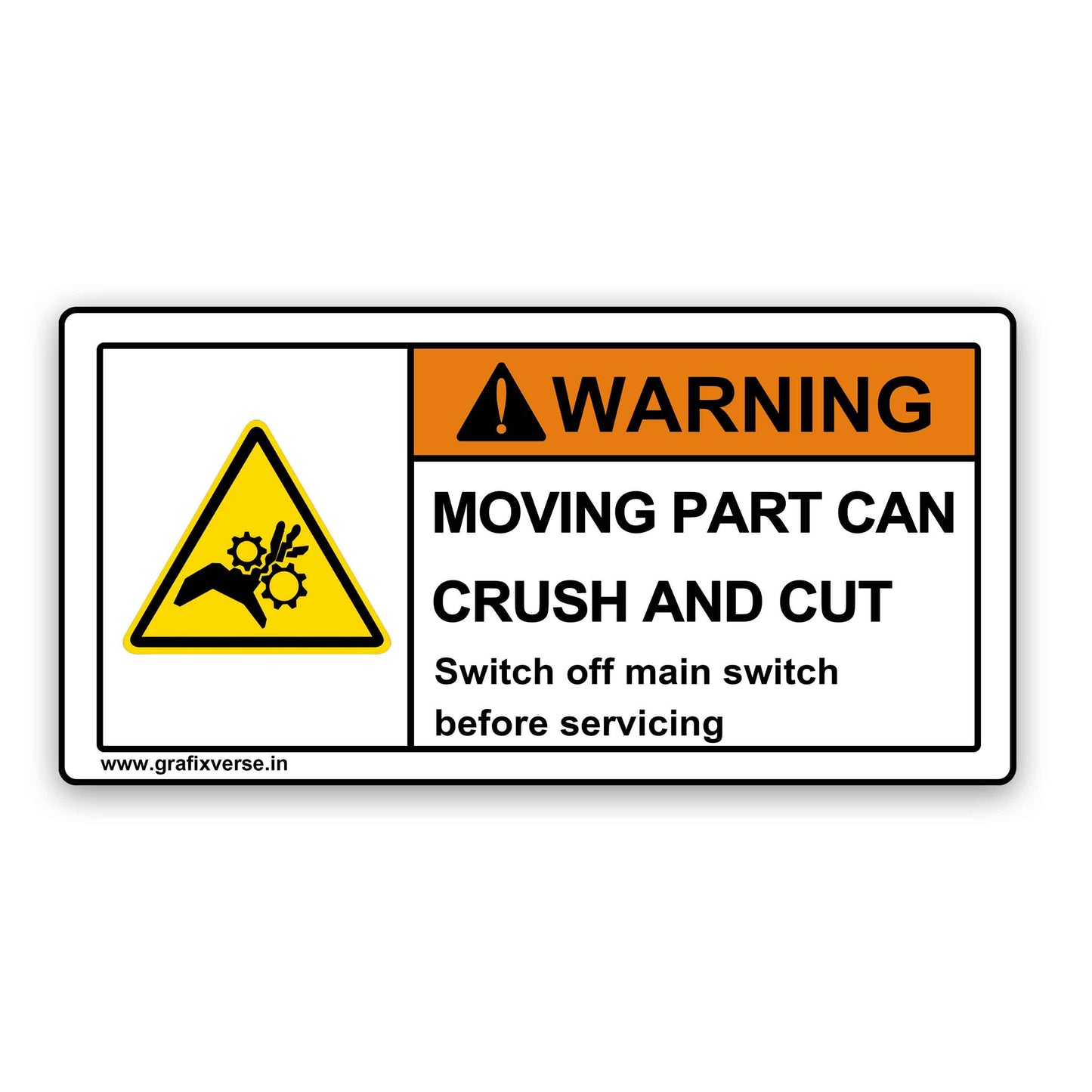 Hand Crush Warning Sticker (Horizontal)