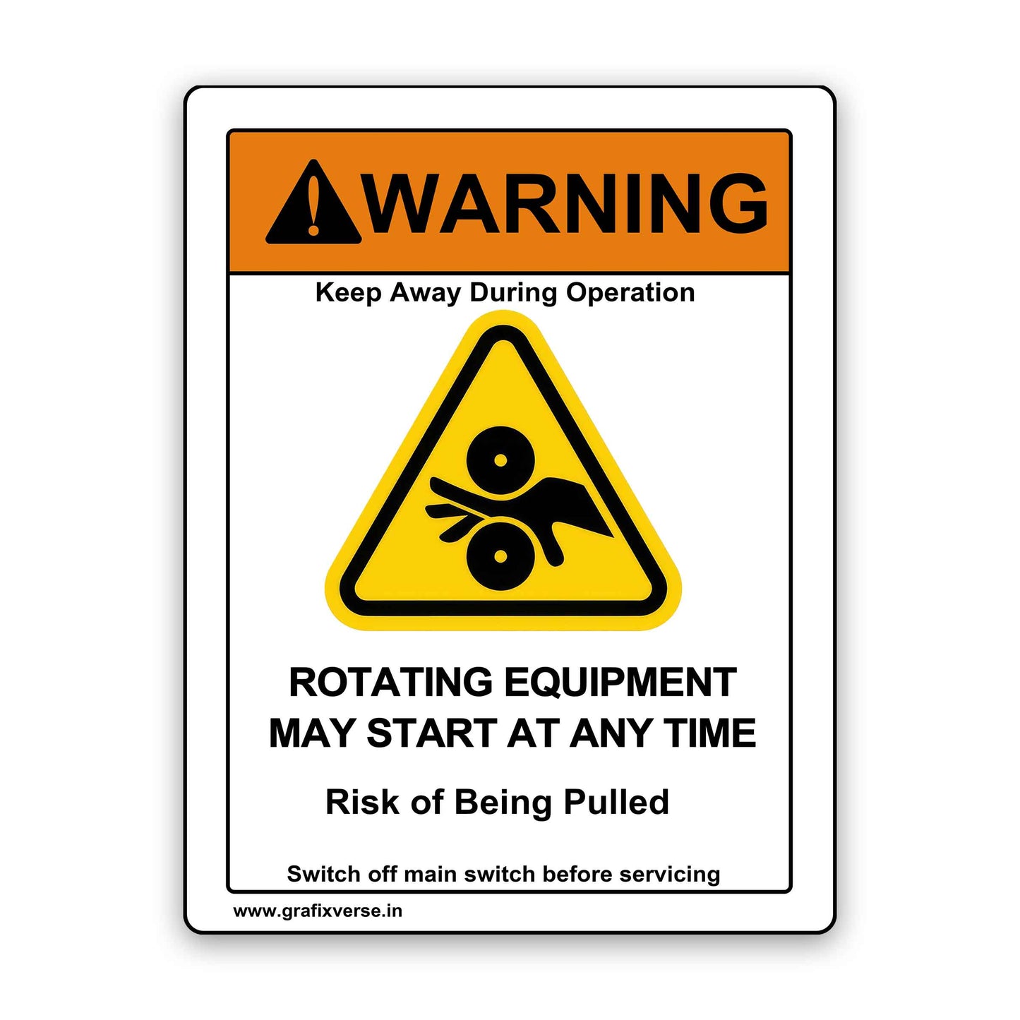 Hand Crush Warning Sticker (Vertical)