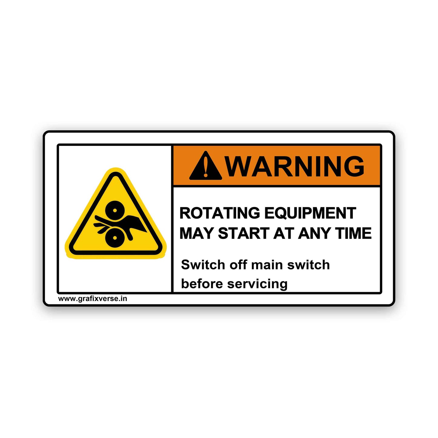 Hand Crush Warning Sticker (Horizontal)