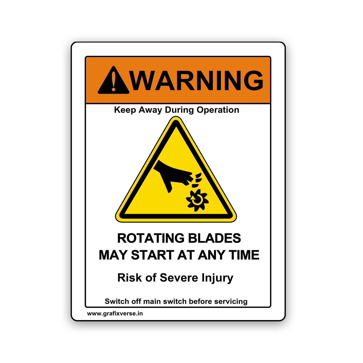 Rotating Blade Warning Sticker (Vertical)