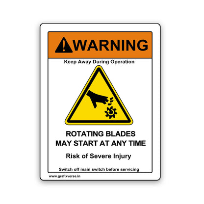 Rotating Blade Warning Sticker (Vertical)