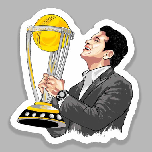 Sachin Tendulkar with Trophy Sticker