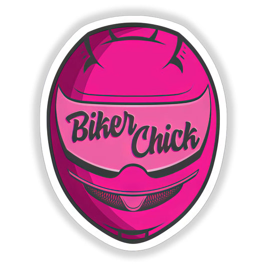 Biker Chick - Pink Helmet Biker Girl - Sticker