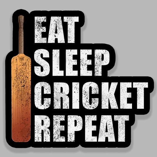 Eat Sleep Cricket Repeat - Cricket Sticker