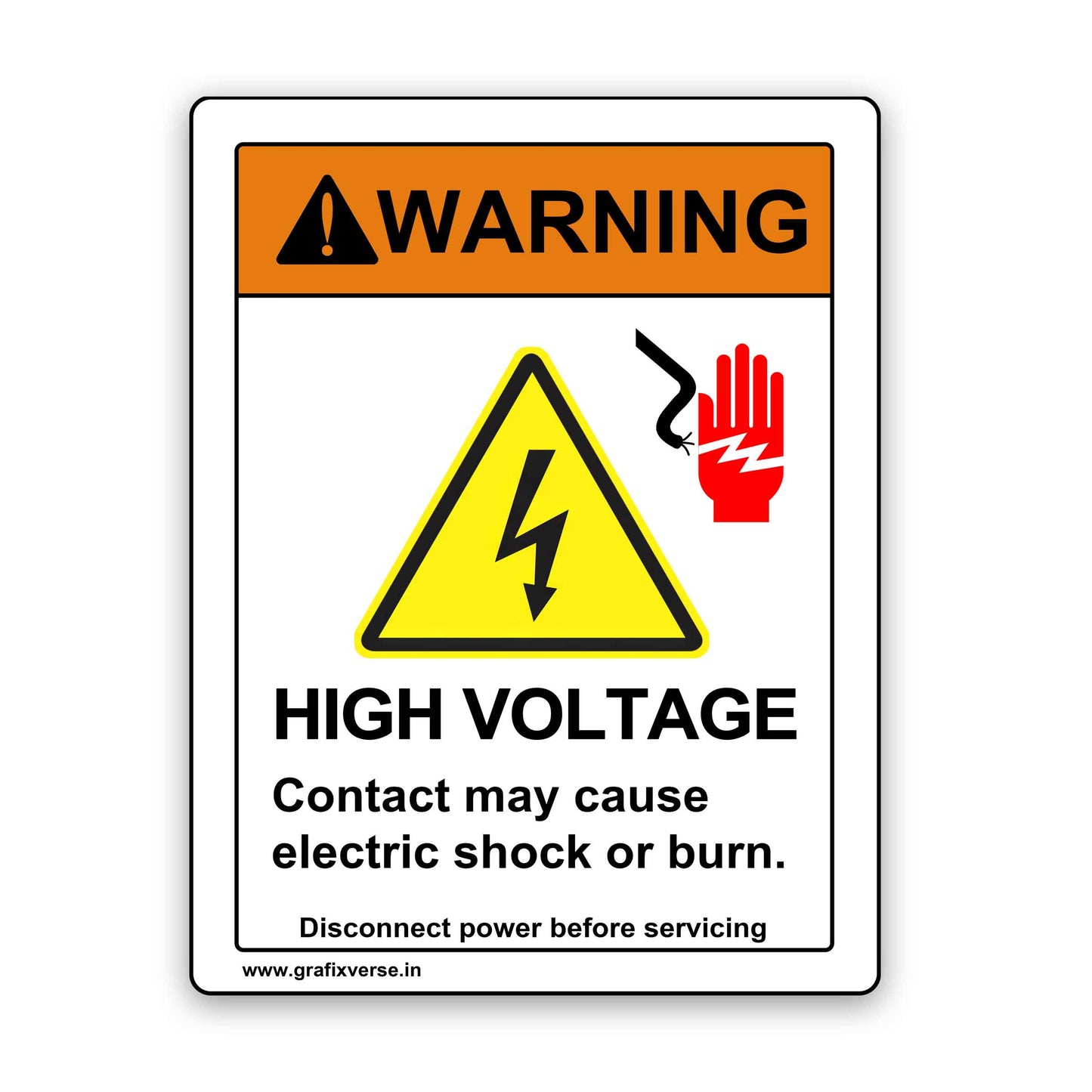 High Voltage Warning Sticker (Vertical)